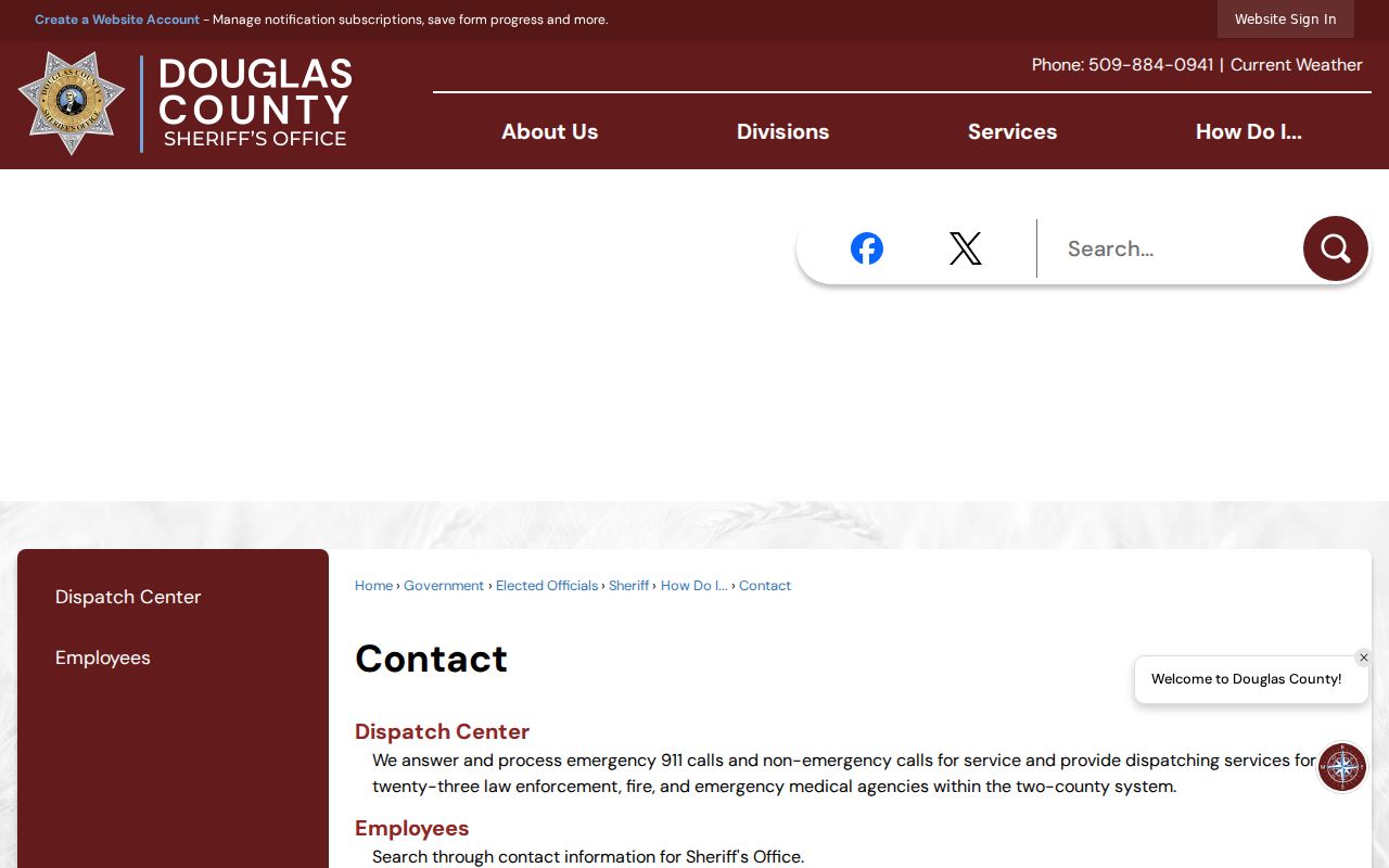 Douglas County Sheriff records office contact page