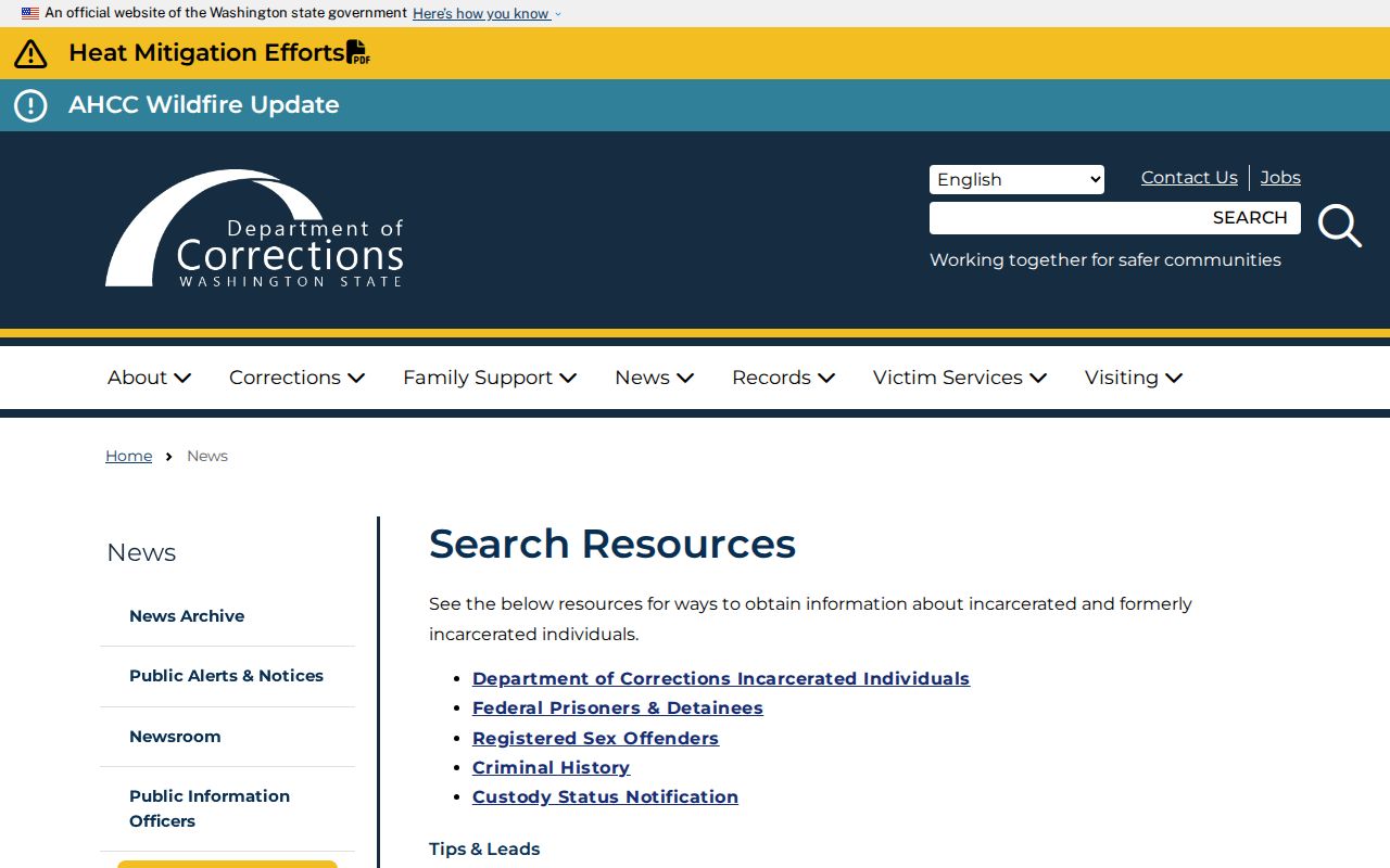 Douglas County criminal history search resources from Washington DOC