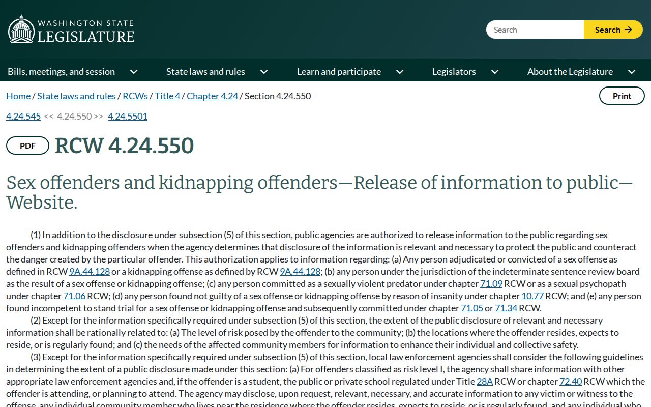 Washington community notification statute for Douglas County registry records