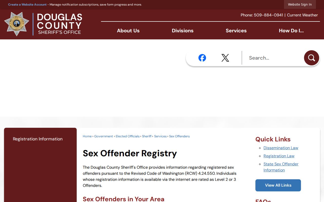 Douglas County sex offender notification page