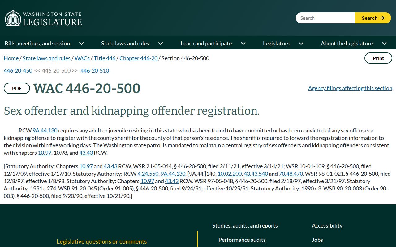 Washington rule for Douglas County sex offender registration reporting